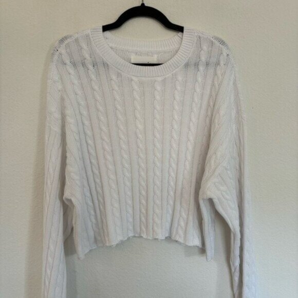 Aerie Cable Knit Cropped Sweater Long Sleeve NWT - Picture 4 of 8